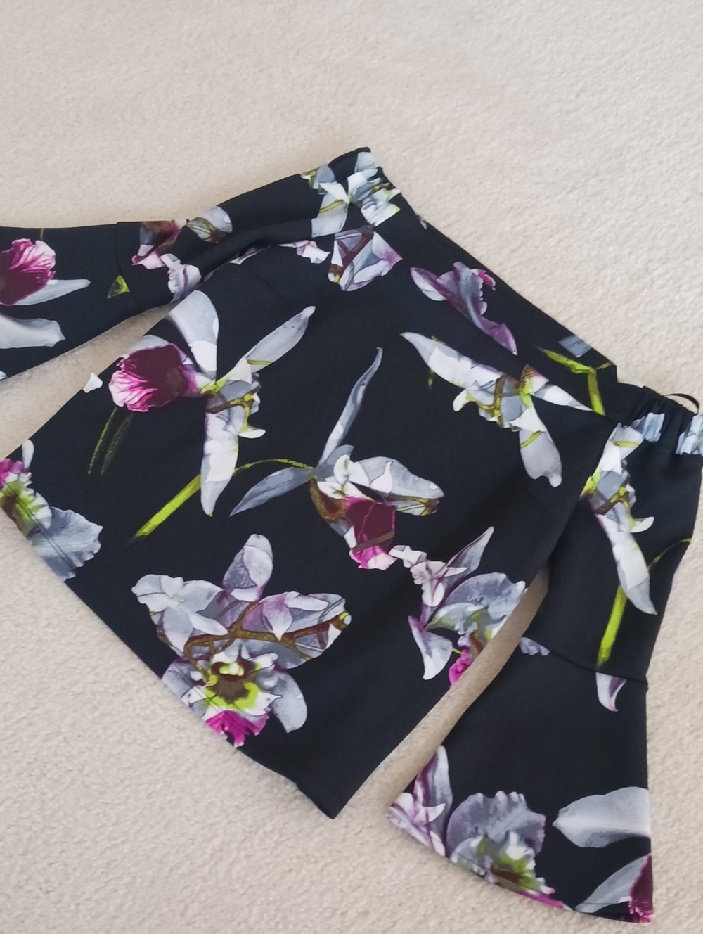 Black Floral Off-Shoulder Top